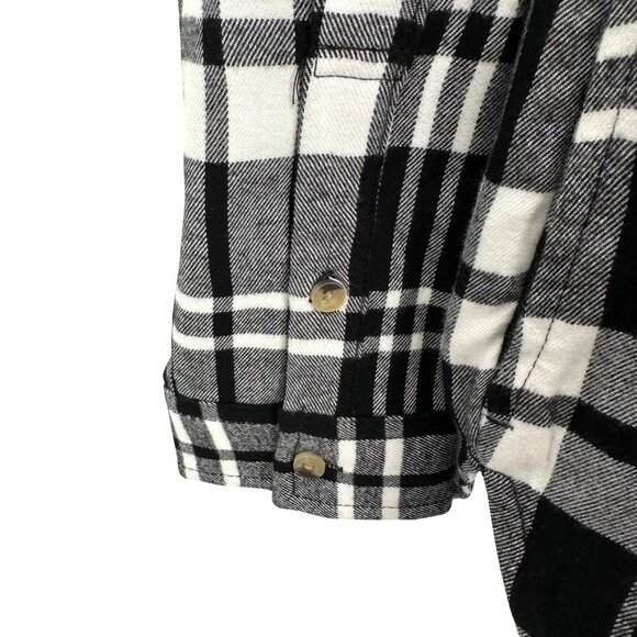 NWT Jachs Girlfriend Womens Black & White Plaid Button-Up Flannel Shirt Medium - Picture 6 of 11